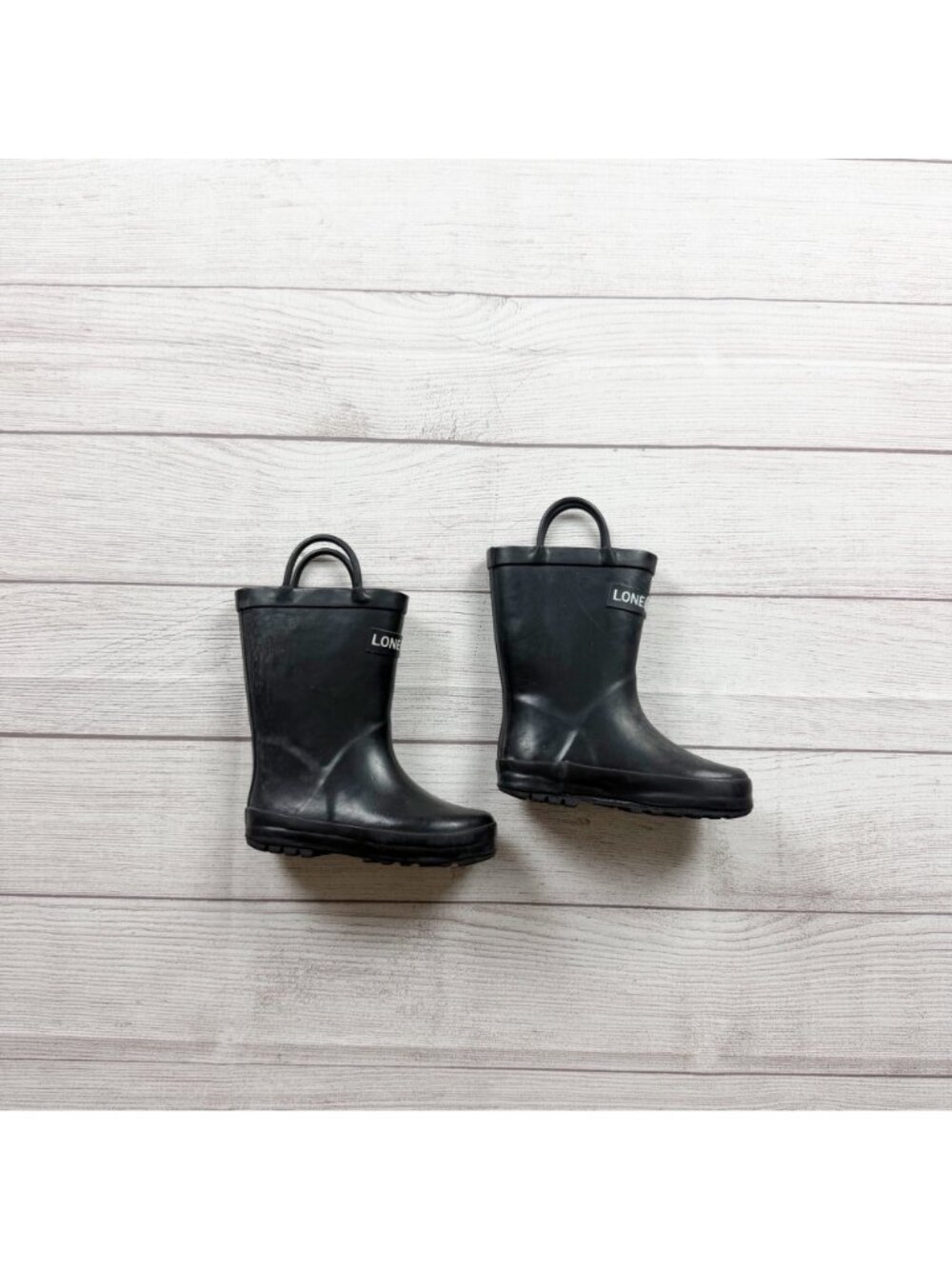 Lone Cone Black Rubber Rain Boots Waterproof Durable Easy Pull-On Handles 8 - Picture 3 of 6